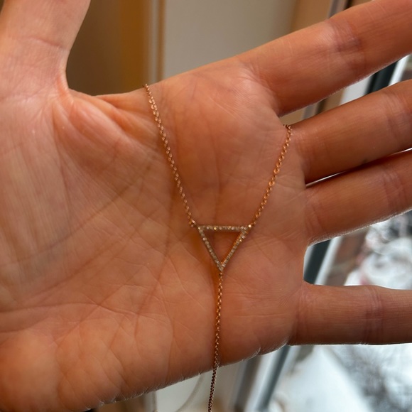 14k Rose Gold Pave Diamond Lariat Necklace - Picture 5 of 12